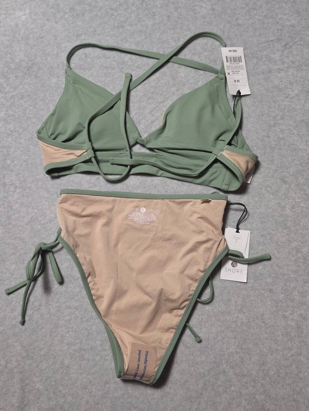 Shade & Shore Bikini Set Top 32B Bottom S, 2 Piece Bathing Suit - Picture 7 of 12